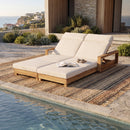 Double Acacia Wood Chaise Lounge Set