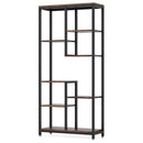6 Tier, 8 Shelf Etagere Bookcase Storage Display Rack For Living Room - Rustic Brown