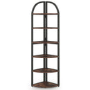 Tall 6 Tier Corner Shelf, Freestanding Bookshelf For Living Room - Rustic Brown by HouseOfZazla