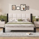 Boucle Cal King Bed Frame with Cube Headboard