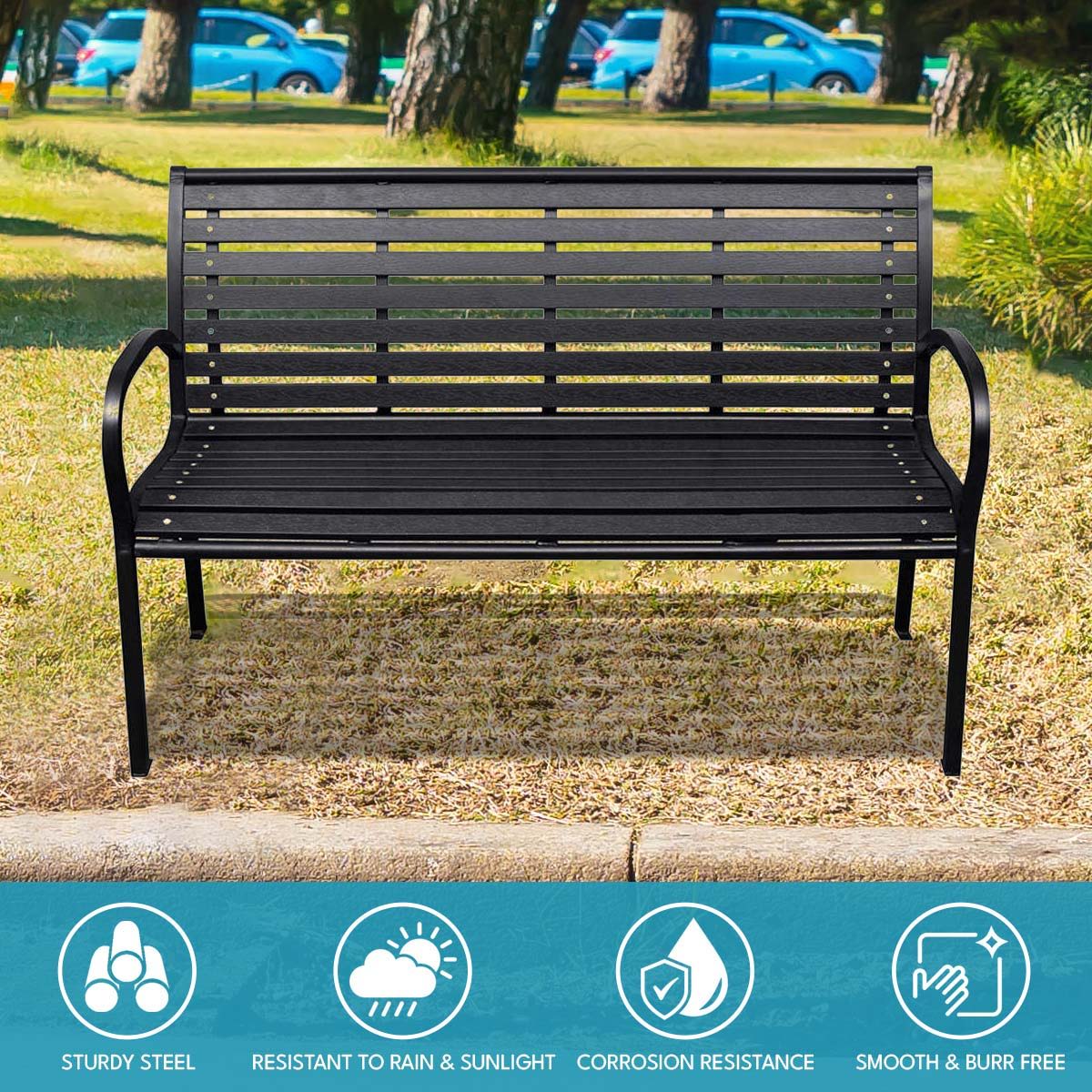 Patio Bench Steel - Black, photo 7 of 7