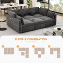 85.4' Sectional Sofa Modular Sofa U-shaped Sofa Couch Sofa Bed L-shaped Sofa with a Movable Ottoman and Two USB Ports for Living Room, Black