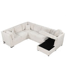 U-Shaped Sectional Sofa Pull Out Sofa Bed With Two USB Ports, Two Power Sockets, Three Back Pillows And A Storage Chaise For Living Room by HouseOfZazla