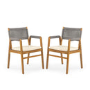Outdoor Acacia Wood Dining Armchair With Cushion (Set of 2) by HouseOfZazla