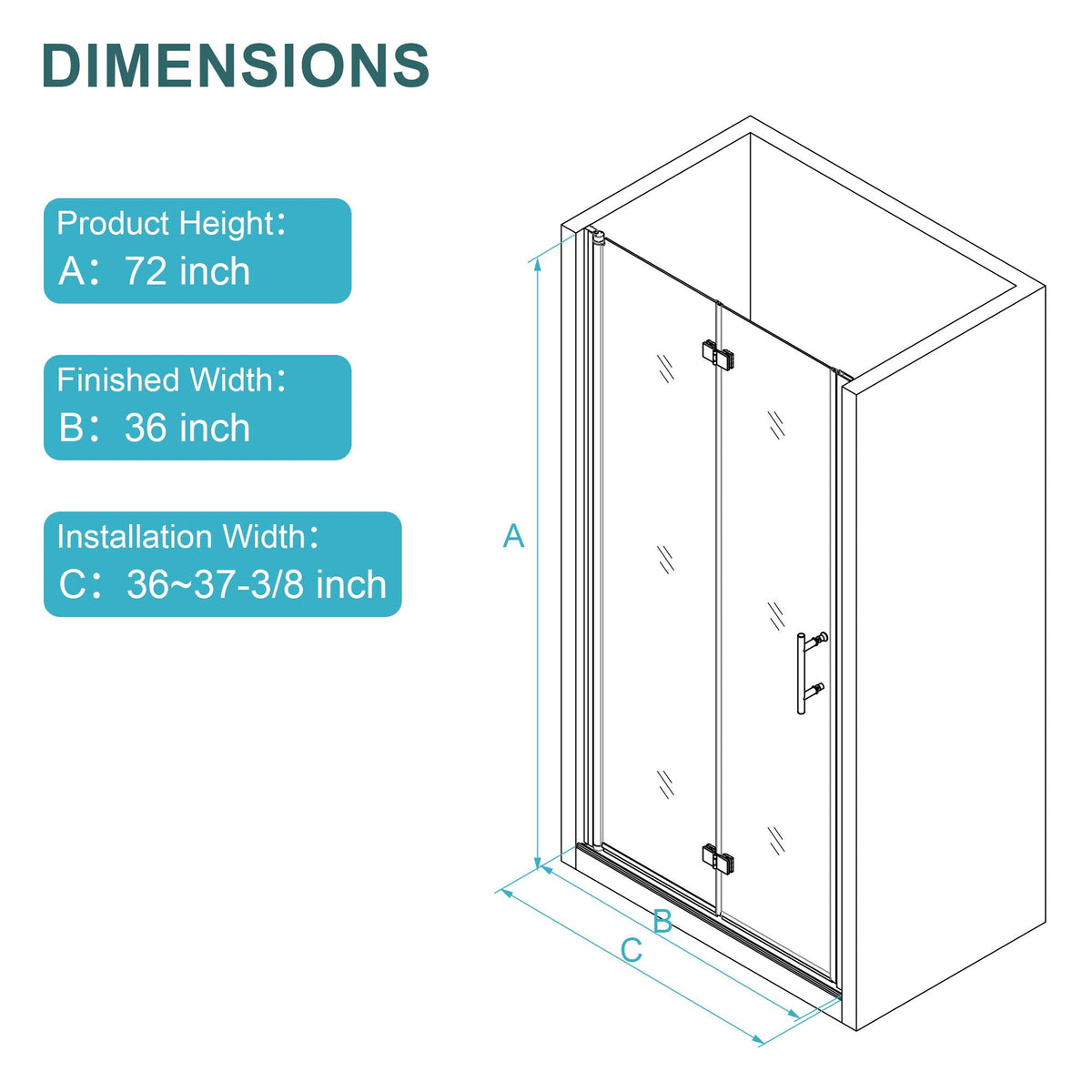 Fold Frameless Shower Door With Tempered Glass, photo 27 of 40