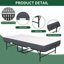 Twin Extra Long Folding Bed For Tall People, Heavy-Duty Rollaway Guest With Memory Foam Mattress - Black by HouseOfZazla