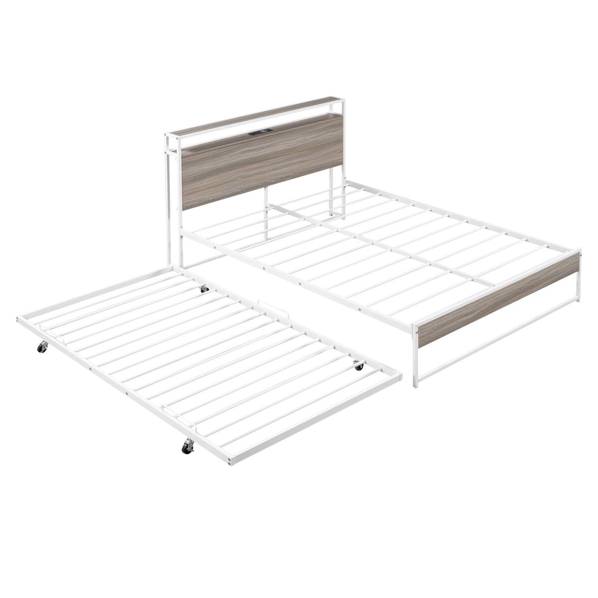 Platform Bed Frame With Trundle, USB Ports And Slat Support, No Box Spring Needed, photo 17 of 21