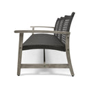 Outdoor Acacia Wood Wicker 3 Seater Sofa