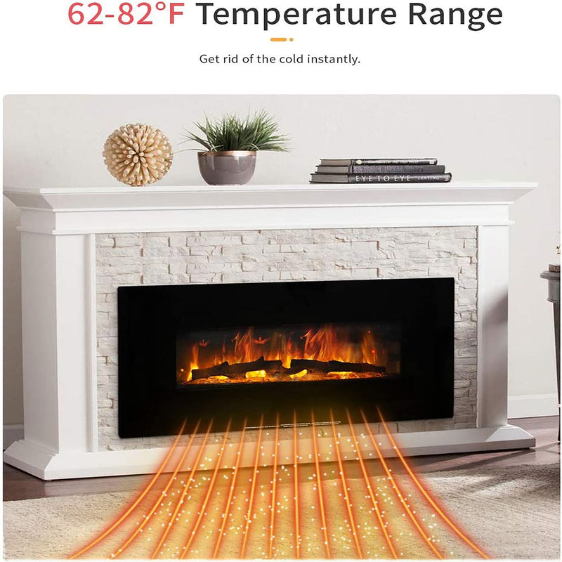 36 Inch Curved Front Electric Fireplace, Freestanding or Wall Mounted Electric Fireplace with Adjustable Flame Color & Remote Control