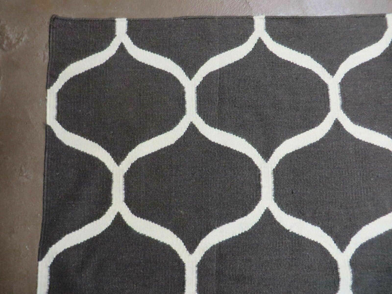 5' X 8' Modern Contemporary Hand Made Flat Weave Wool Rug Veg Dyes Nice