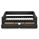 Upholstered Tufted Daybed With 2 Drawers, Waved Arms by HouseOfZazla