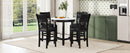 5-piece Counter Height Dining Round Table Set with One Faux Marble Top Dining Table and Four PU-leather Chairs,Dark Espresso