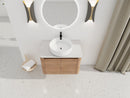 30" Wall-Mounted Bathroom Vanity With Ceramic Art Sink & 2 Soft-Close Doors by HouseOfZazla