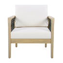 Outdoor Acacia Wood Club Chair with Handwoven Rope, Light Teak Finish by HouseOfZazla