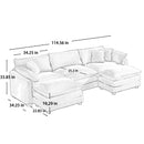 Modern Oversized Modular Cushion Sofa With Ottoman, Low Back, Deep Seating Sofa Set by Unique Piece Furniture
