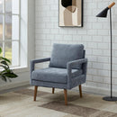 Mid-Century Armchair, Accent Chair with Chenille Armrest & Soft Cushion for Living Room, Bedroom, Home Office, Study, Dark Grayish Blue