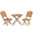3-Piece Acacia Wood Bistro Set, Foldable Bistro Table and Chairs, Outdoor Bistro Set for Garden, Backyard, Balcony, Deck, Porch, Natural Wood Finish