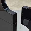 A rectangular modern and fashionable coffee table with tempered glass tabletop and black MDF legs. Suitable for living room.47.2"x25.5"x18"