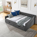 Upholstered Tufted Daybed With 2 Drawers, Waved Arms by Unique Piece Furniture