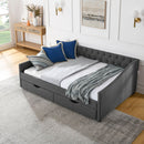 Upholstered Tufted Daybed With 2 Drawers, Waved Arms by HouseOfZazla