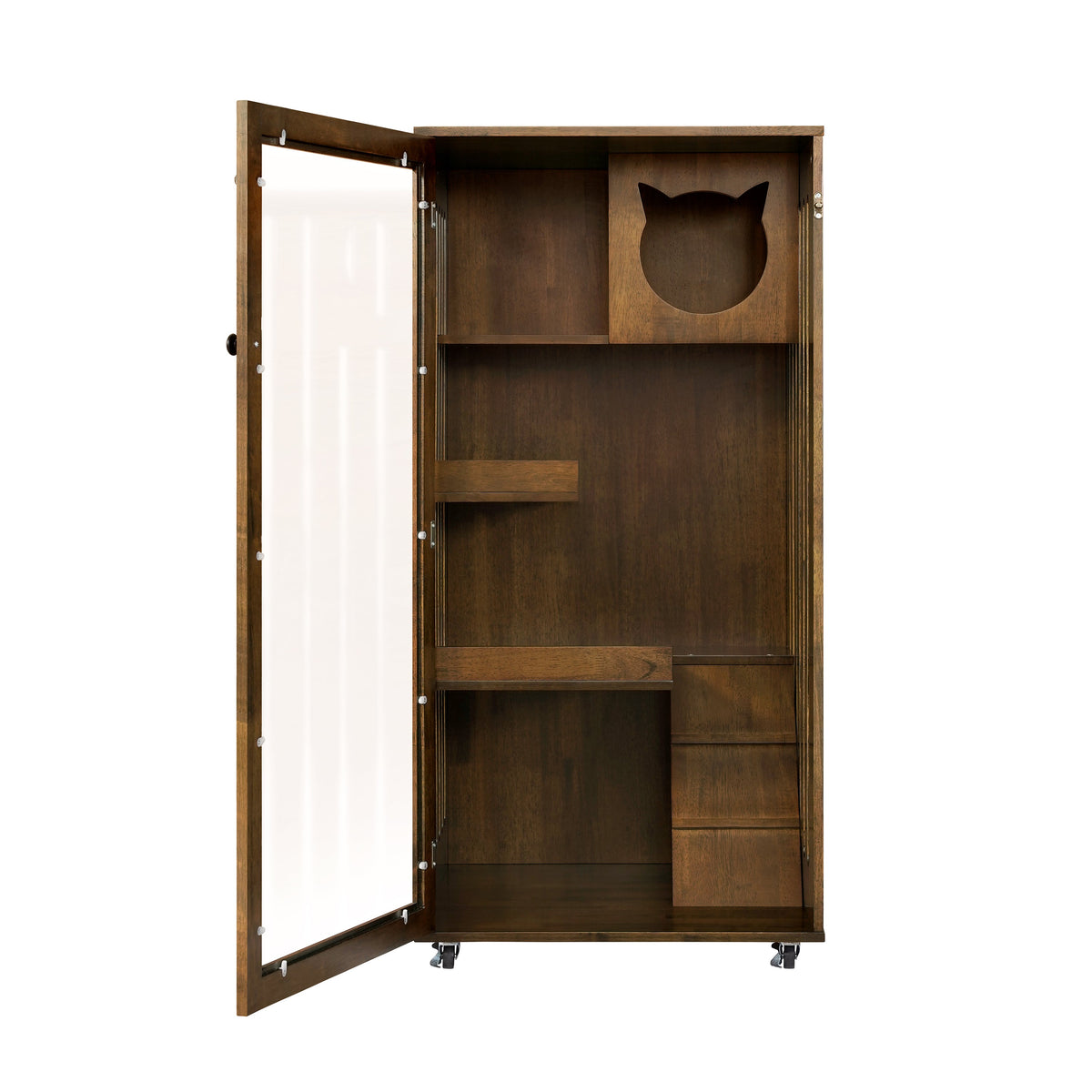Basia Indoor Rubber Wood Cat Cabinet, photo 6 of 10