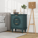 Hollow Carved 3 Drawer Dresser With Metal Handles, Storage Chest For Living Room Or Bedroom - Blackish Green by HouseOfZazla