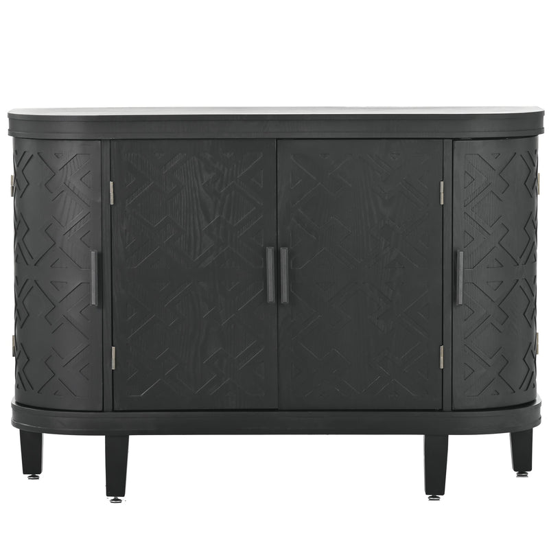 Accent Storage Cabinet Sideboard Wooden Cabinet with Antique Pattern Doors for Hallway, Entryway, Living Room, Bedroom