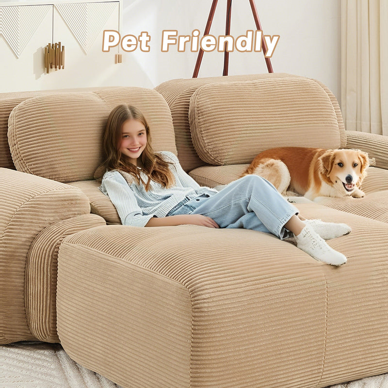 Three-Seat Modular Sofa With 3 Ottomans – Camel, photo 10 of 10