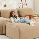 Three-Seat Modular Sofa With 3 Ottomans – Camel