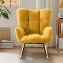 Teddy Fabric Rocking Chair, Modern Rocking Accent Chair for Nursery, Living Room, Bedroom, Yellow