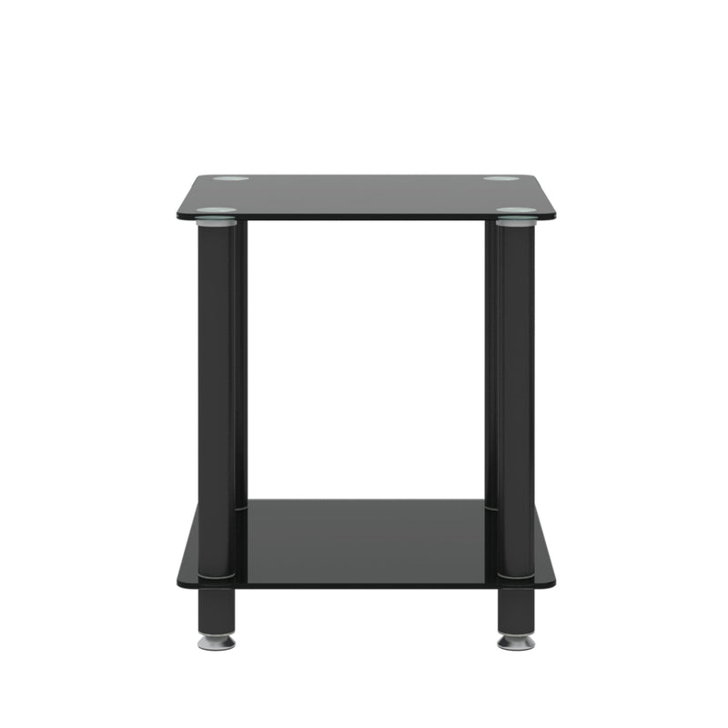 2-Piece Black Side Table, 2-Tier Space End Table, Modern Night Stand, Sofa table, Side Table with Storage Shelve