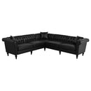 Sectional Sofa Couch for Living Room, L Shaped Reversible Modern Chesterfield Sofa with Rolled Arms and Nailhead, 5 Seat Tufted Couch for Small or Large Space(Black) PU Leather