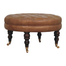 Buffalo - Round Ottoman With Castor Legs - Brown by Unique Piece Furniture