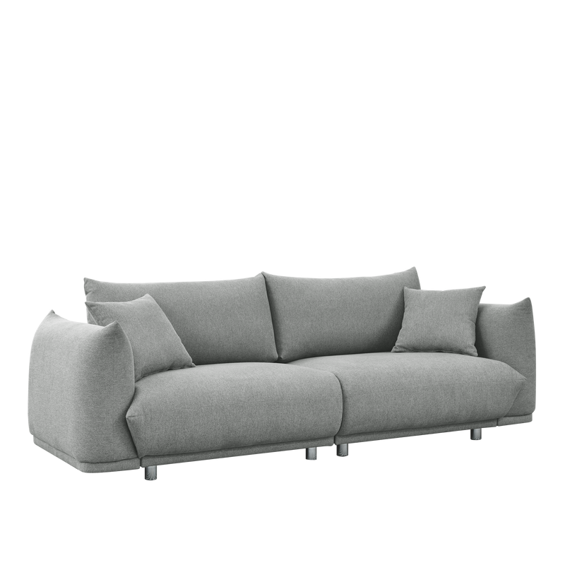 90.5" Modern Couch for Living Room Sofa, Solid Wood Frame and Stable Metal Legs, 2 Pillows, Sofa Furniture for Apartment