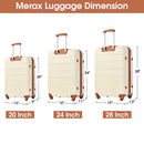 3 Piece Luggage Set Hardside Spinner Suitcase with TSA Lock 20" 24' 28" Available