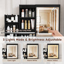 Vanity Desk With 3 LED Lighting Modes, 4 Drawers, Open Shelves, Hair Dryer Holder & Power Socket Dressing Table Set With Chair - Black by HouseOfZazla