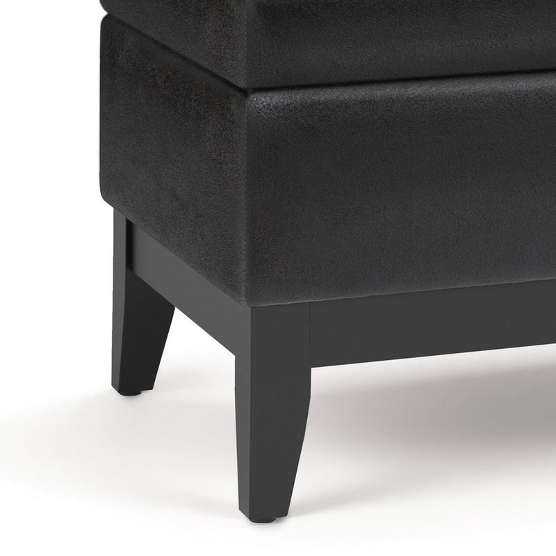 Oregon - Storage Ottoman Bench With Tray - Distressed Black, photo 7 of 9