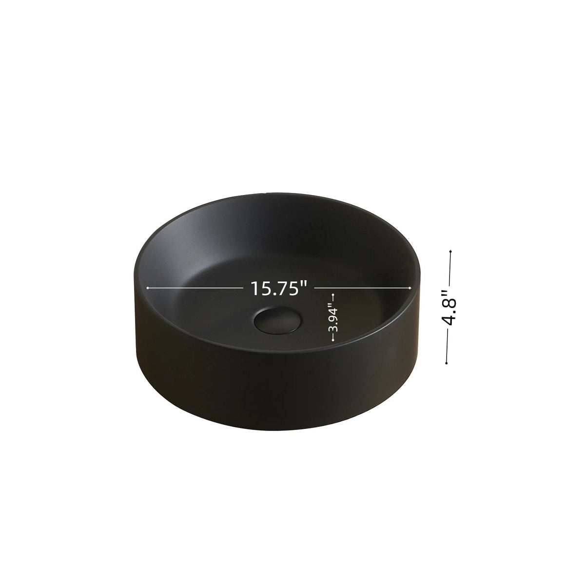 JINBO 16'' Bathroom Round Solid Surface Basin Without Faucet Hole, photo 6 of 10