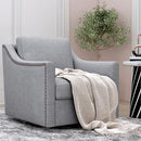 360 Degree Swivel Armchair, Skin Friendly Fabric, Ergonomic Design, Brass Nail Decorative Armchair by HouseOfZazla