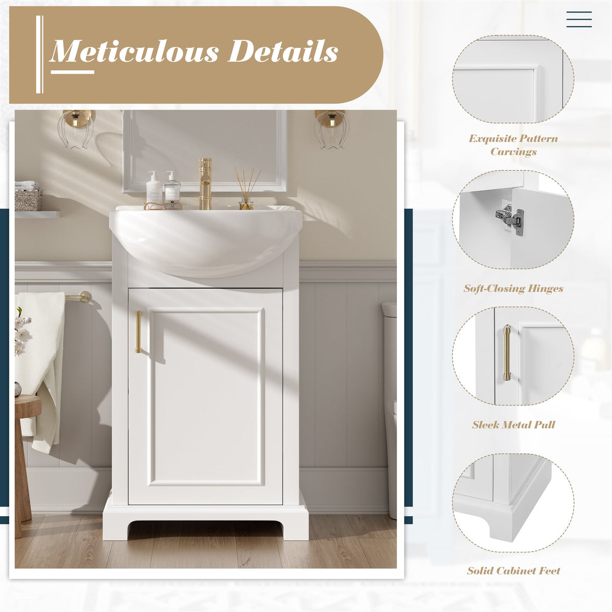 20-Inch Bathroom Vanity with Ceramic Sink, photo 5 of 10