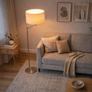 Serene - Floor Lamp With Rotary Switch Base Linen Shade - Brushed Nickel / White