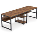 Double Desk For 2 With Bookshelves, 2 Person Workstation With Storage - Brown / Black by HouseOfZazla