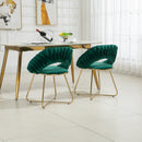 Accent Chairs Set of 2, Velvet Side Chairs with Gold Legs, Mid-Century Upholstered Dining Chairs for Living Room, Kitchen, Bedroom, Beauty Room