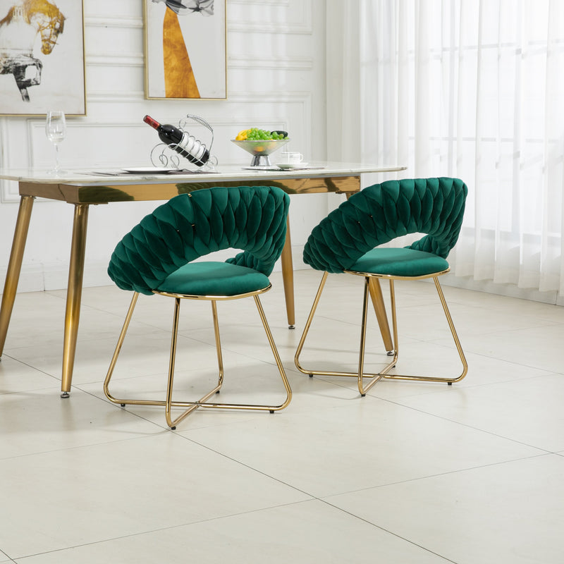 Accent Chairs Set of 2, Velvet Side Chairs with Gold Legs, Mid-Century Upholstered Dining Chairs for Living Room, Kitchen, Bedroom, Beauty Room