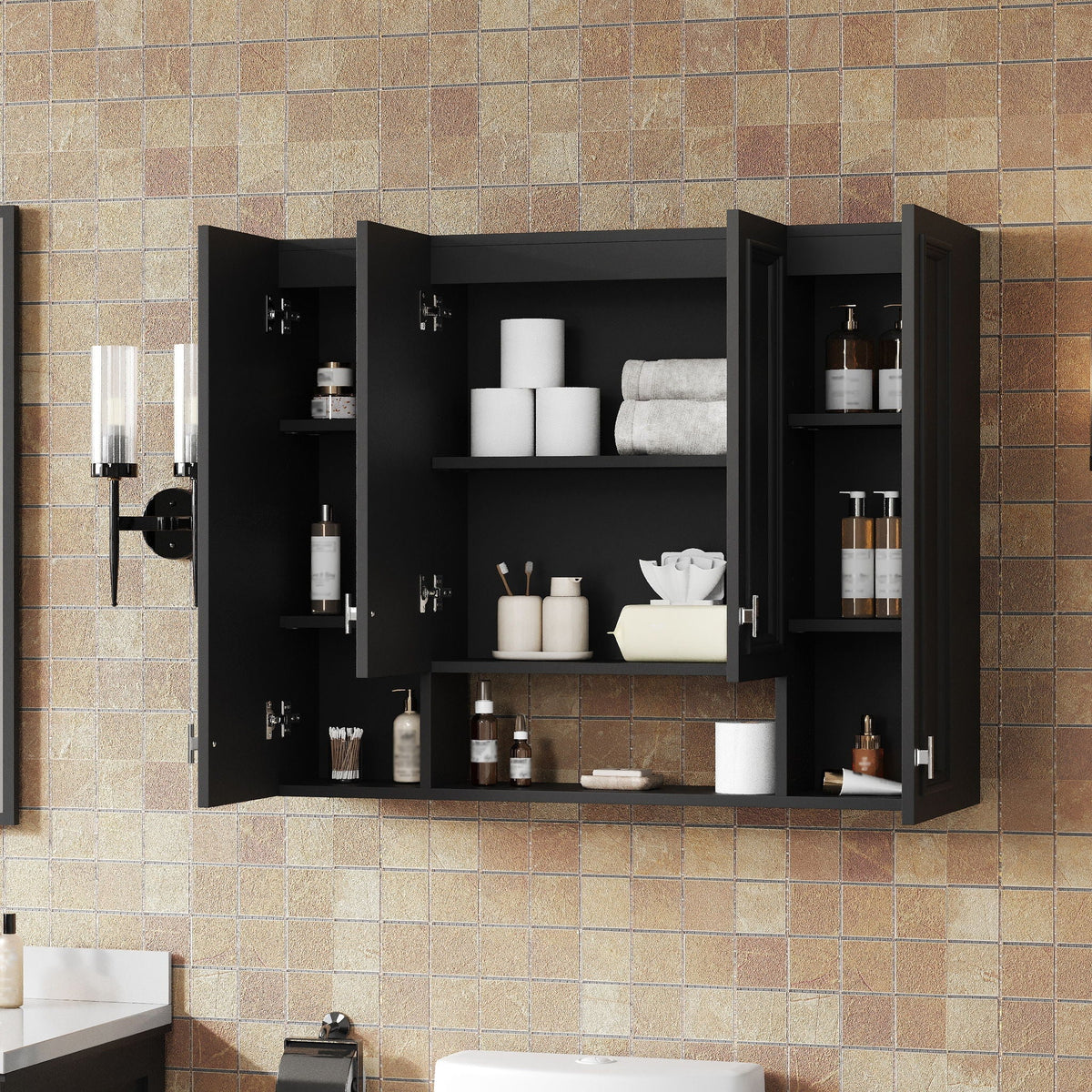 Wall Mounted Bathroom Cabinet With 5 Adjustable Shelves, photo 28 of 40