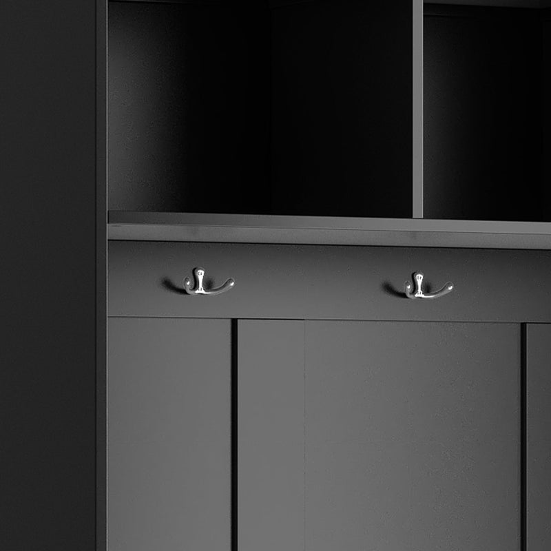 5-in-1 Entryway Bench with Coat Rack, Cushion and 3 Sturdy Hooks, 47.2" Wide Hall Tree with Shoe Storage Bench for Hallway, Entryway, Living Room