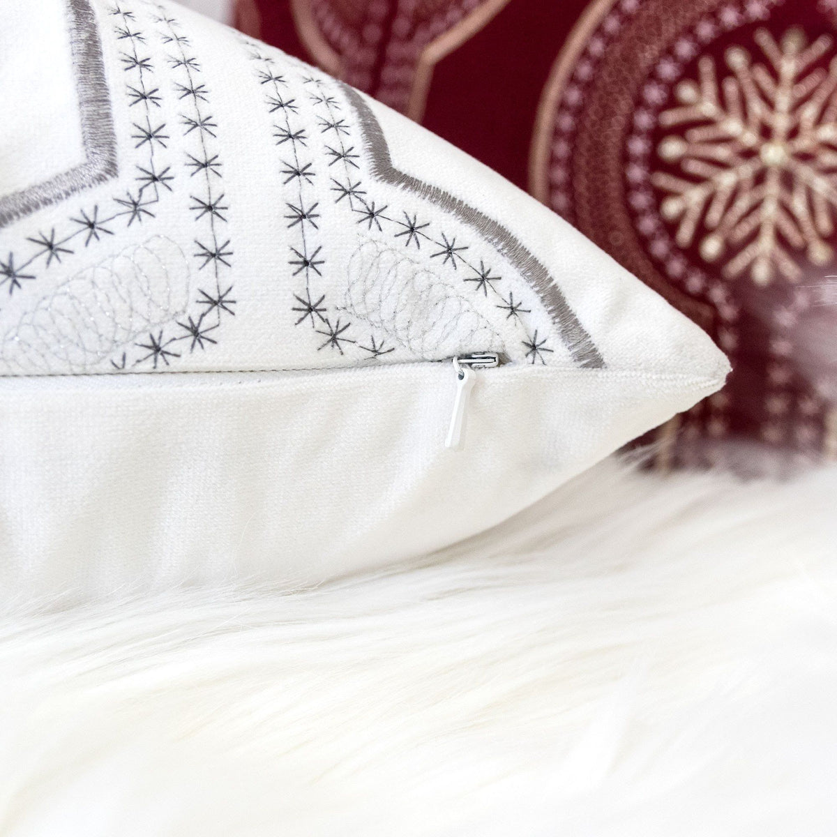 Holiday Throw Pillow With Snowflake Embroidery, photo 12 of 16