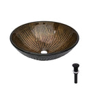 Feather Pattern Amber Vessel Sink With Pop Up Drain, Oval Bathroom Basin - Amber by HouseOfZazla