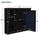 Wall-Mounted Bathroom Storage Cabinet With Mirror, 6 Open Shelves - Black by Unique Piece Furniture