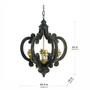 Farmhouse Chandelier, 6 Light Wood Chandelier Pendant Light Fixture With Adjustable Chain For Dining Room Living Room Entryway, Bulb Not Included by Unique Piece Furniture